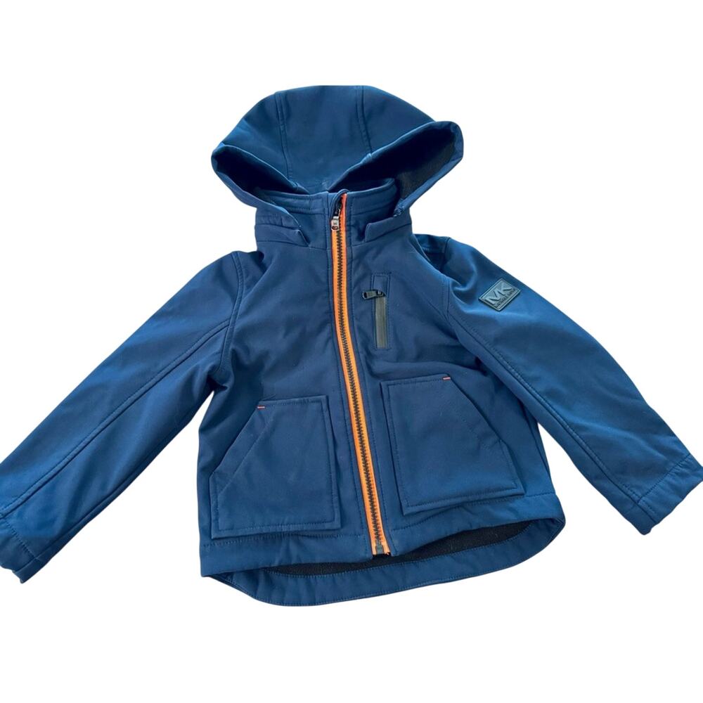 Michael Kors Toddler Soft Shell Navy Jacket with Logo Patch, Size 3T